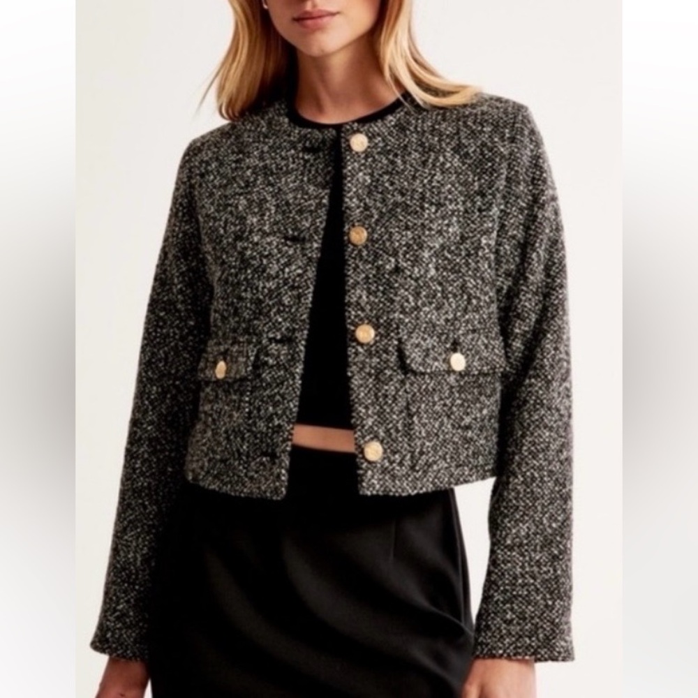 NWT Abercrombie & Fitch Textured Collarless Jacket - S - Picture 1 of 7